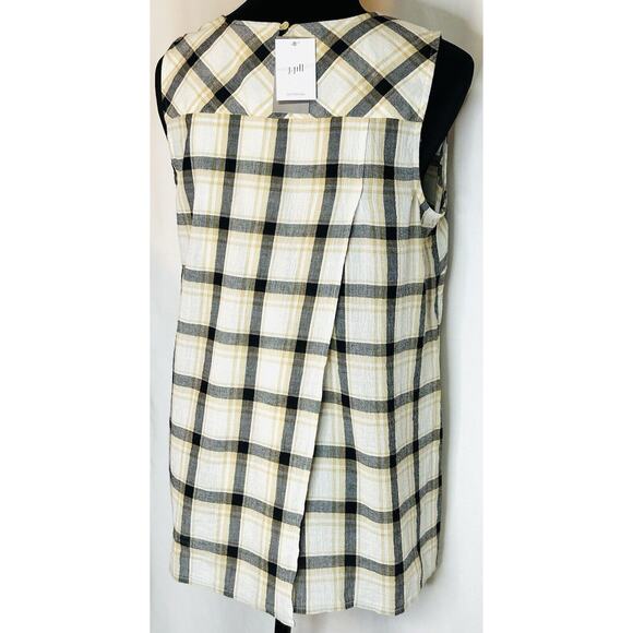 J. Jill Misses Small Plaid Sleeveless Top w/Crossover Back Coastal-NWT $60 - Picture 4 of 7